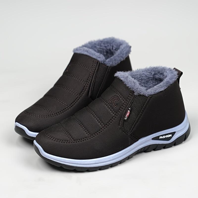 winter boots - Men's Casual Slip-On Boots - Warm, Waterproof, Snowproof, Furry Lined - Short Ankle Design - Perfect for Winter - Men - Stay Warm and Dry This Winter - Step into Winter Comfort! comfy shoes