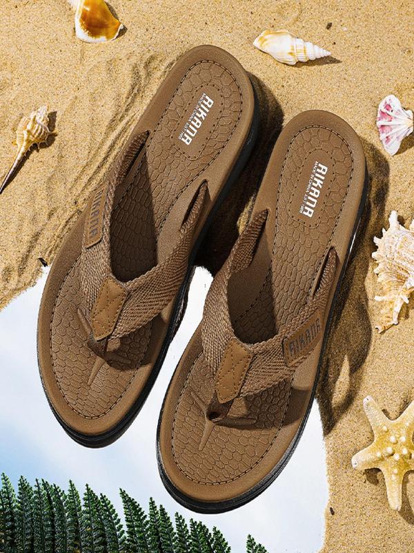 Men's Letter Label Decor Soft Sole Flip Flops, Casual Comfortable Non-slip Slippers, Fashionable Slippers for Indoor & Outdoor Wear