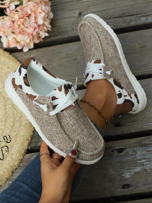 Fashion Camo Print Lace Up Round Toe Sneakers for Women, 2024 Casual Comfortable Sports Walking Designer Shoes, Women's Simple All-match Sports Shoes for Gym, Girl's Trainers