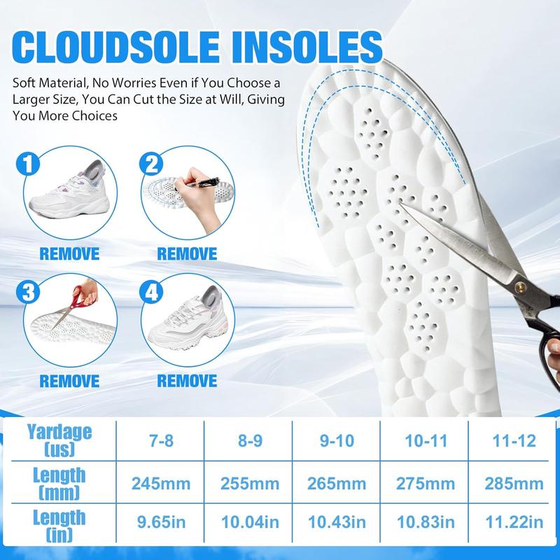 4D Insoles - 4D Cloud Technology Insole - Super Soft, Ultra Comfort Insoles, 4D Sports Shoes Insoles, Acupoint. Footwear Bedroom