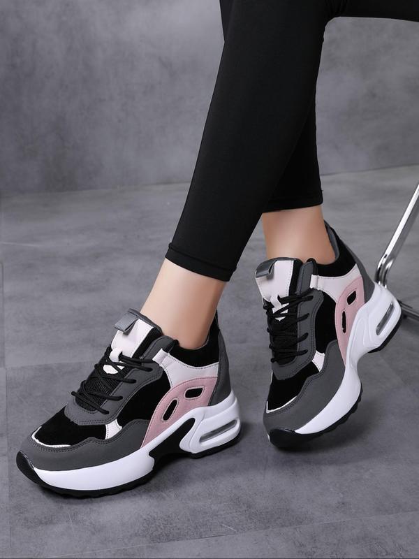 Women's Fashionable Lace Up Low Top Sneakers, Casual Comfortable Breathable Sports Running Shoes, All-match Platform Chunky Sneakers for Daily Wear