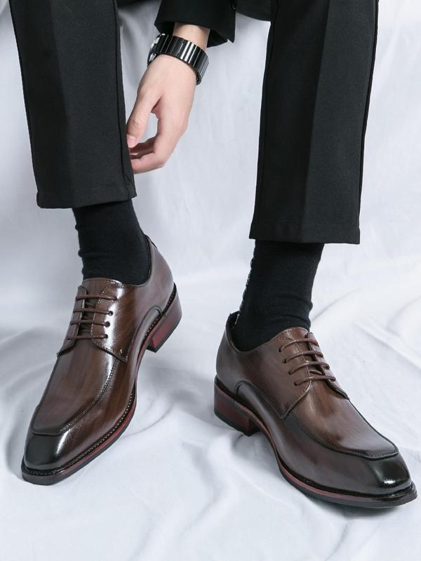 Men's Business Style Solid Color Lace Up Dress Shoes, Formal Shoes for Work Office, Fashion Shoes for Party, Daily Clothing Decor