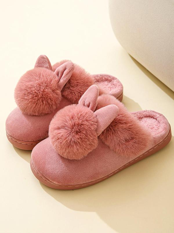 Women's Cute Rabbit Design Plush Slippers, Casual Soft Comfortable Home Slippers, Warm Slippers for Indoor & Outdoor Use for Fall & Winter