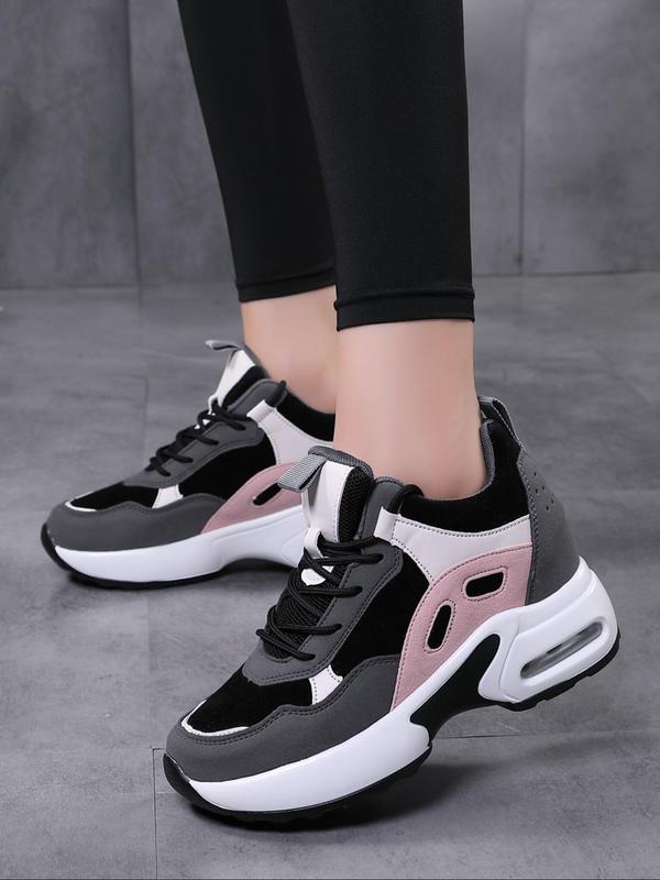 Women's Fashionable Lace Up Low Top Sneakers, Casual Comfortable Breathable Sports Running Shoes, All-match Platform Chunky Sneakers for Daily Wear