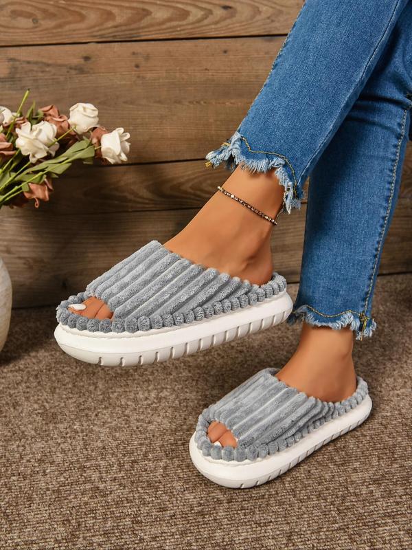 Women's Textured Design Slippers, Casual Soft Comfortable Home Slippers, Non-slip Thick Sole Indoor Slippers for Daily Wear