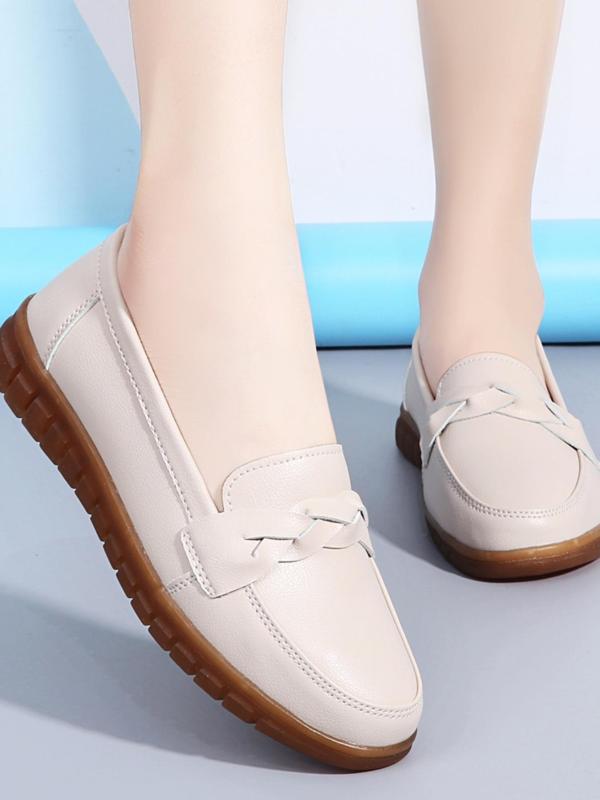 Women's Solid Color Criss Cross Design  Slip on Flats, Casual Comfortable Round Toe Flat Shoes, Female All-match Shoes for Daily Wear