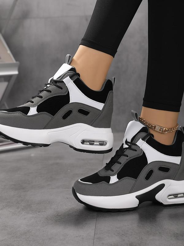 Women's Fashionable Lace Up Low Top Sneakers, Casual Comfortable Breathable Sports Running Shoes, All-match Platform Chunky Sneakers for Daily Wear