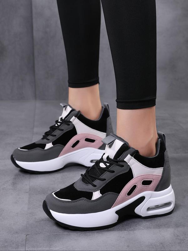 Women's Fashionable Lace Up Low Top Sneakers, Casual Comfortable Breathable Sports Running Shoes, All-match Platform Chunky Sneakers for Daily Wear