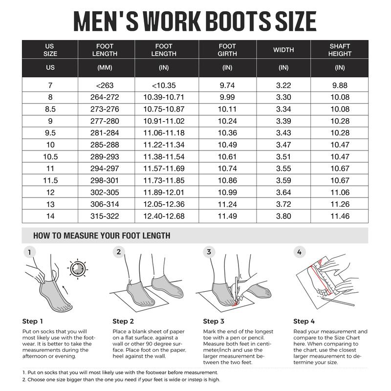 Steel Toe Work Boots for Men, Waterproof Safety Boots with All-Around Protection, Mens Square Toe Construction Boots with Slip Resistant & EH Protection, for Industrial Motorcycle