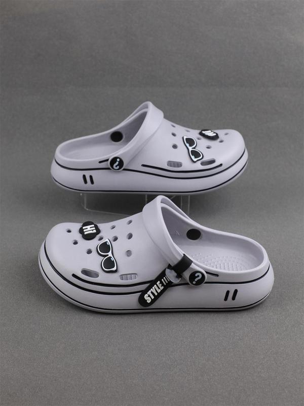 Women's Letters Print Clogs, Cartoon Sunglasses Decor Casual Soft Comfortable Clogs, Non-slip Clogs for Indoor & Outdoor Wear