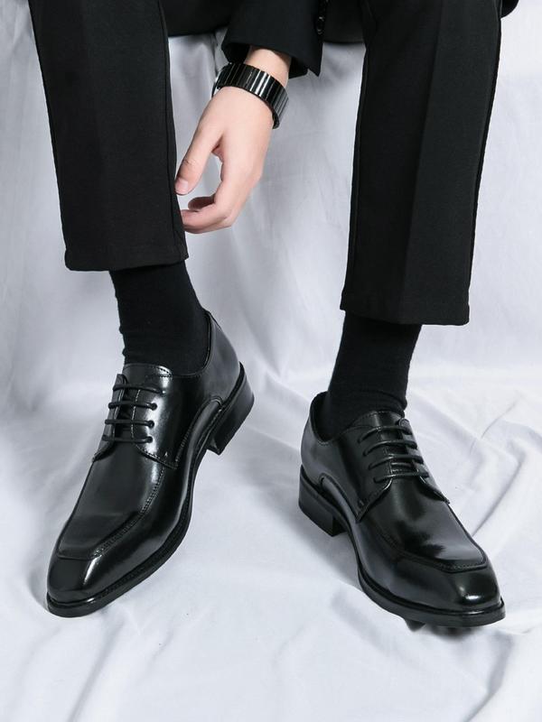 Men's Business Style Solid Color Lace Up Dress Shoes, Formal Shoes for Work Office, Fashion Shoes for Party, Daily Clothing Decor