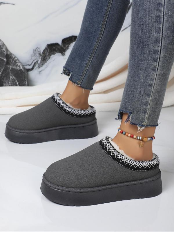 Women's Fashionable Warm Platform Slippers, Casual Comfortable Home Slippers, Fluffy Plush Lined Slippers for Indoor & Outdoor Wear