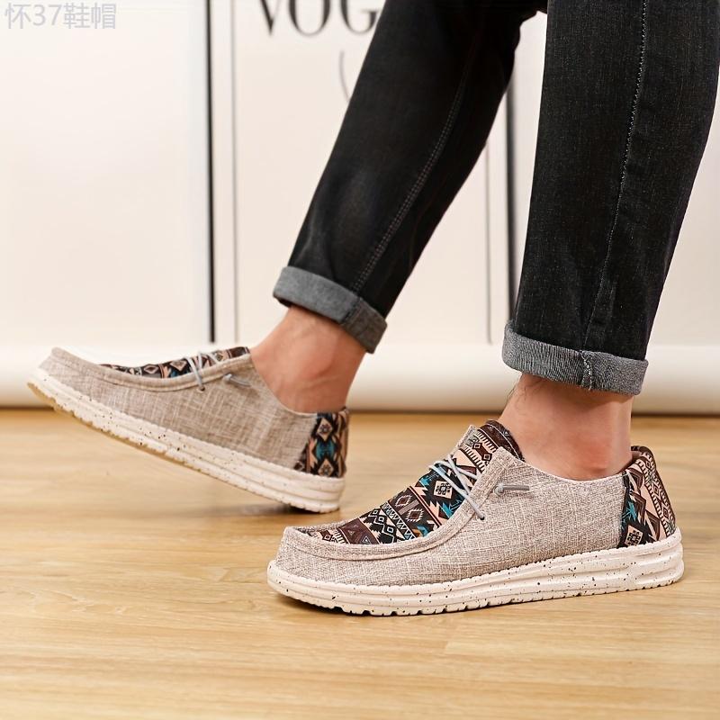 Men's Canvas Loafer Shoes With Decorative Shoelaces, Breathable Lightweight Non-slip Slip On Shoes, Men's Shoes, Spring And Summer Footwear Flat