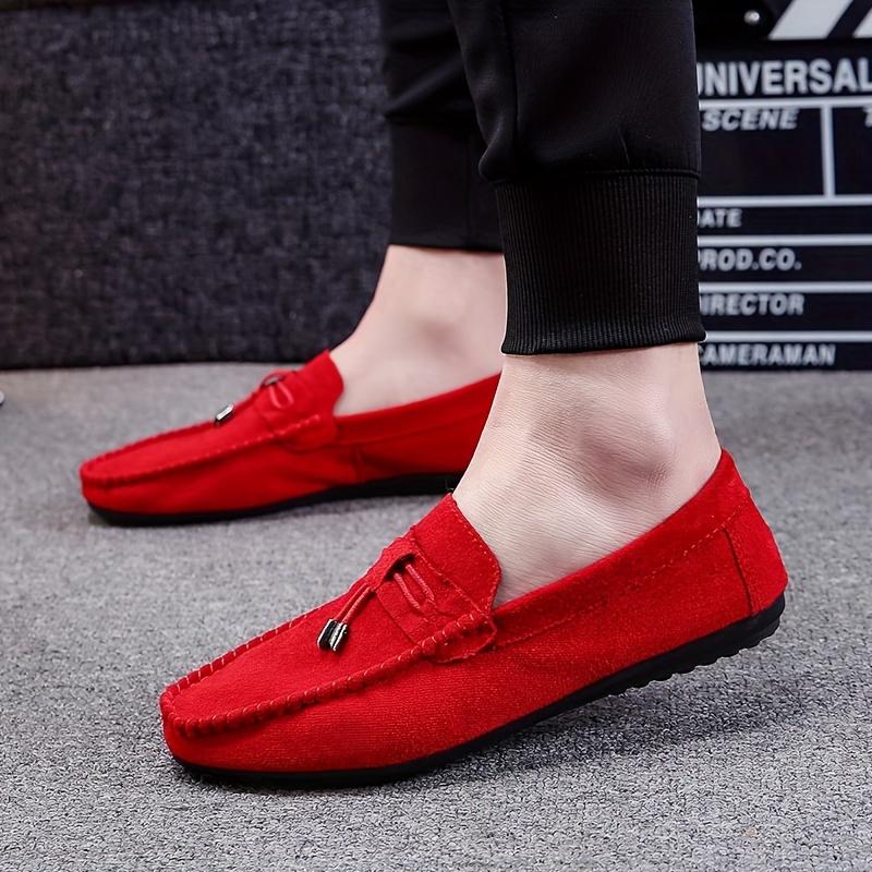 Men's Solid Color Breathable Loafers, Fashion Comfortable and Non-Slip Rubber Sole Casual Leather Shoes, Men's Footwear