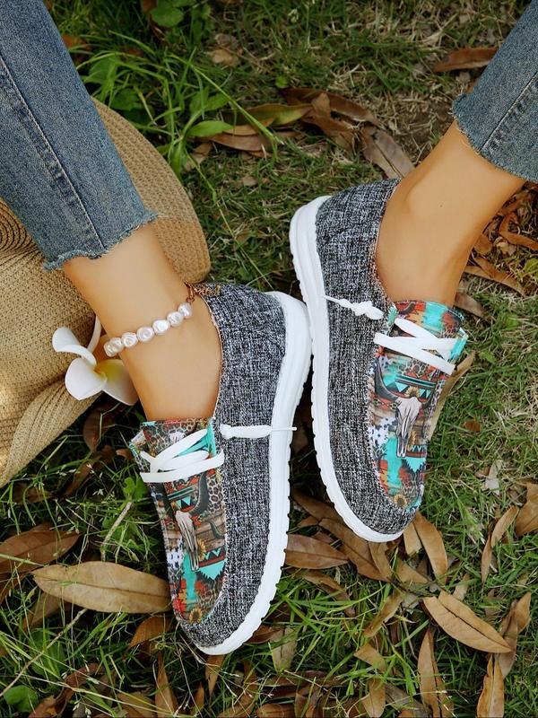 Women's Summer Fashion Colorblock Lace Up Front Low Top Sneakers, Casual Spring Comfortable Round Toe Loafers Shoes for Daily Life, Walking Shoes for Women