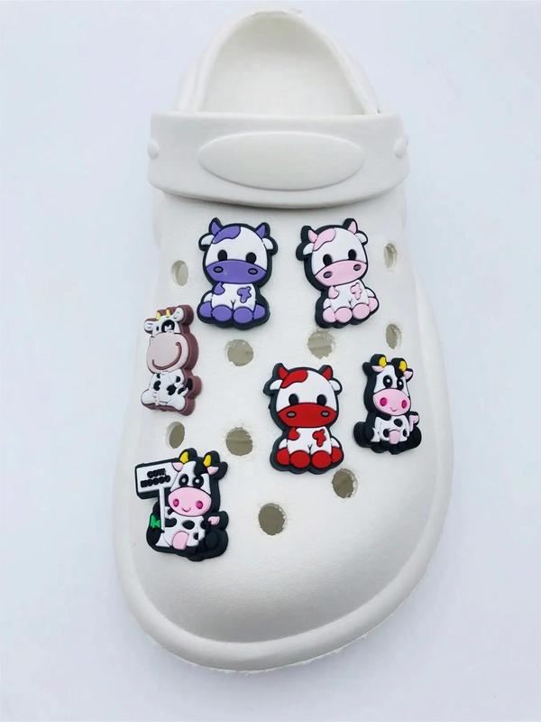 11pcs Cute Cartoon Cow Design Shoe Decoration Accessories, Fashionable Novelty Shoes Decorations for Clogs Design, Dazzling Glamour Trendy Holiday Shoe Accessories for Women & Girls