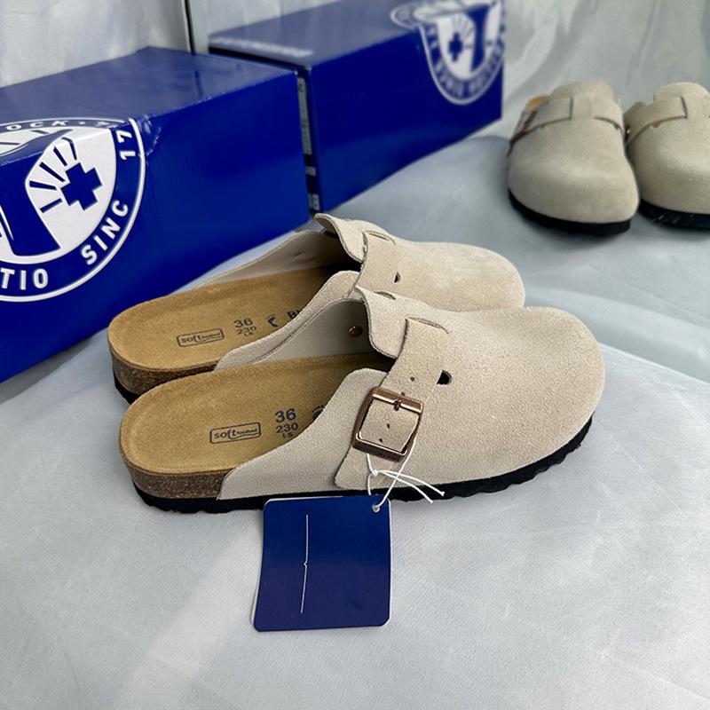 Birkenstock Closed-Toe Half Slippers, BK Slip-on Casual Loafers for Effortless Style, Classic Comfortable Casual Style Slippers