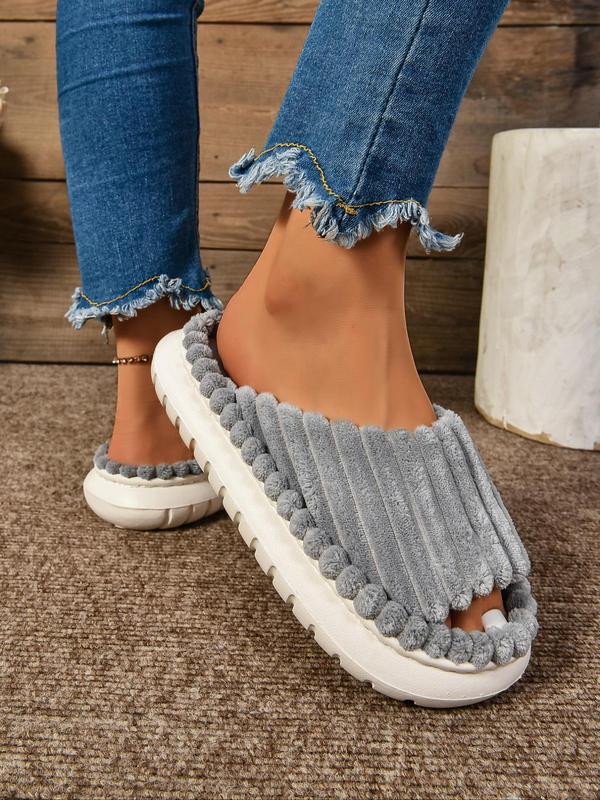 Women's Textured Design Slippers, Casual Soft Comfortable Home Slippers, Non-slip Thick Sole Indoor Slippers for Daily Wear