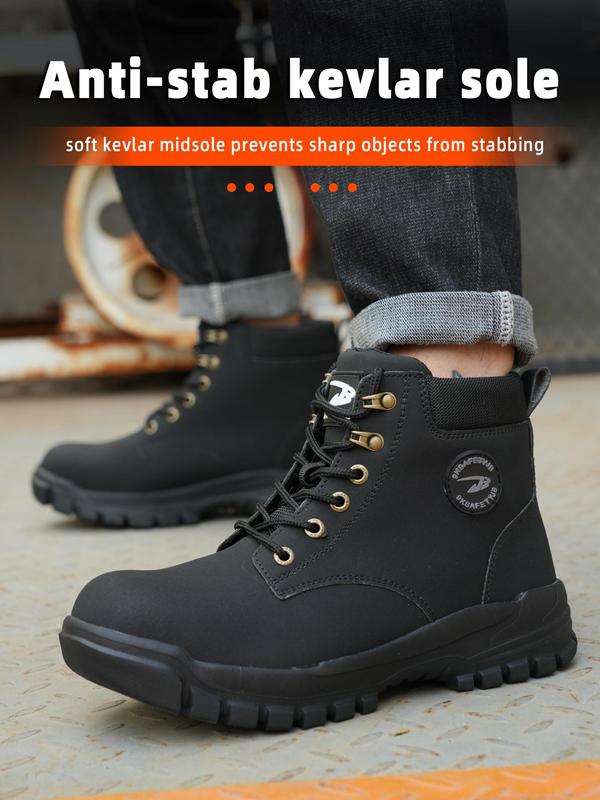 Men's Fashionable Anti-smash and Anti-puncture Safety Boots, Casual Comfortable High Top Shoes for Outdoor Hiking, Fashionable Shoes for Daily Wear