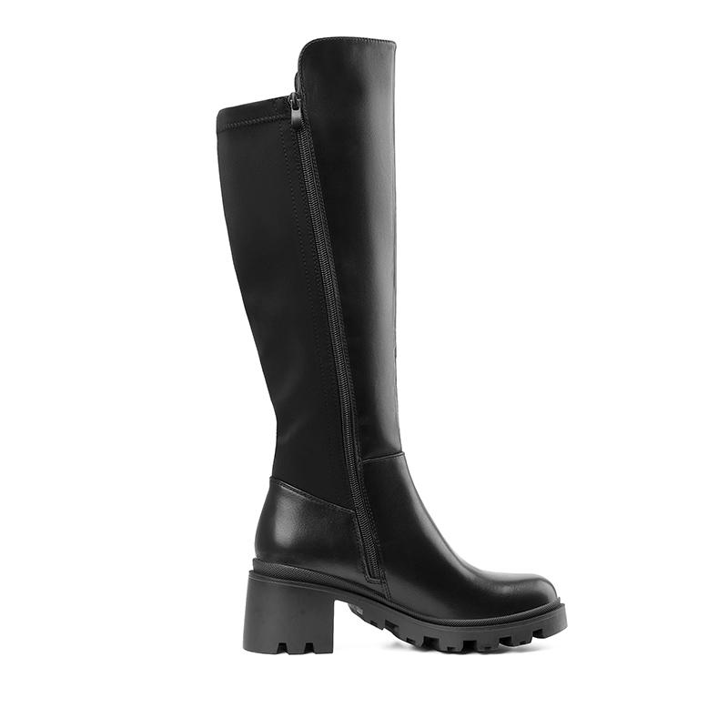 Dream Pairs Women's Vegan Leather Chunky Stretch Knee-High Boots