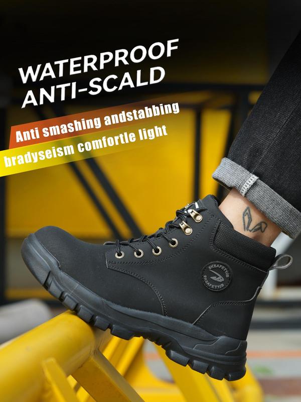 Men's Fashionable Anti-smash and Anti-puncture Safety Boots, Casual Comfortable High Top Shoes for Outdoor Hiking, Fashionable Shoes for Daily Wear