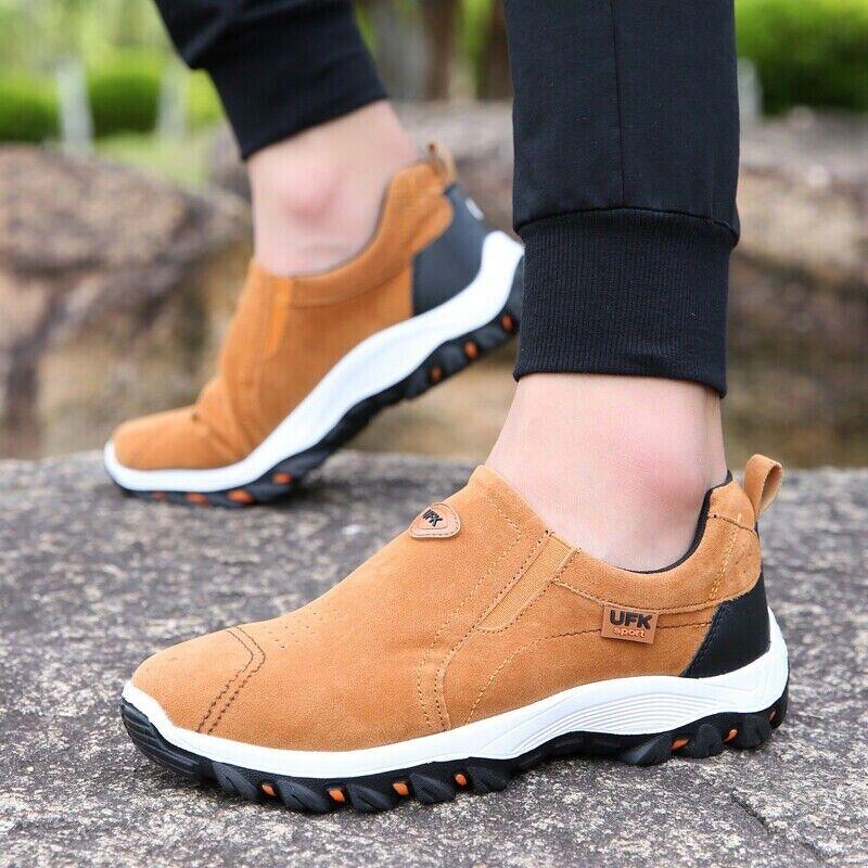 Mens Memory Foam Slip On Wide Fit Casual Walking Gym Sports Trainers Shoes Size