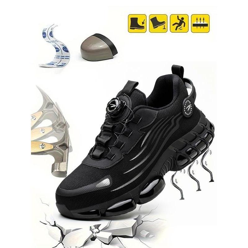 Men's Sporty Lace Up Front Low Top Safety Shoes, Casual Comfortable Breathable Non-slip Work Shoes, Fashionable Anti-smash and Anti-puncture Shoes for Daily Wear