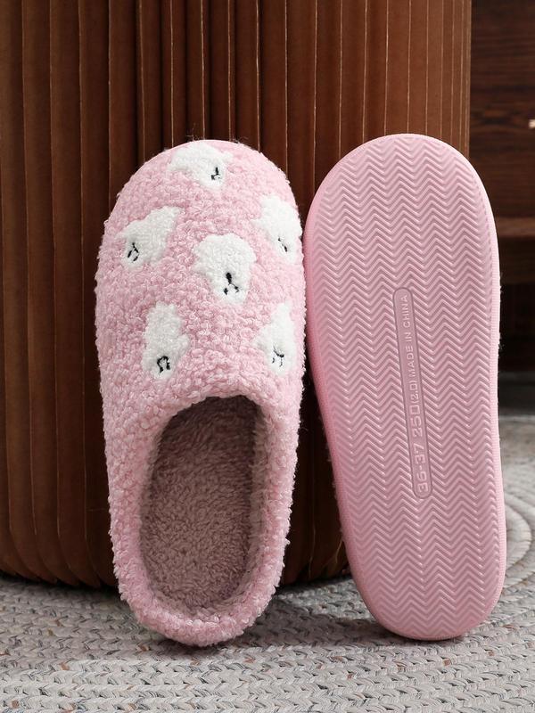 Women's Cartoon Ghost Pattern Plush Slippers, Halloween Slippers, Casual Soft Comfortable Home Slippers, Warm Slippers for Indoor & Outdoor Use for Fall & Winter