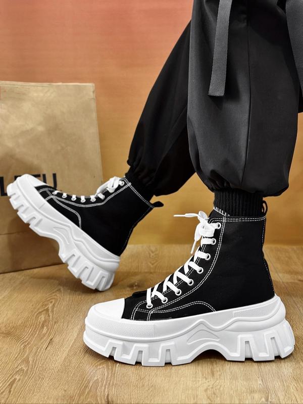 Summer Fashion Canvas Men's Sneakers, Athletic New High Top Sporty Shoes, Trendy Designer Sneakers, Platform Sneakers, Casual Training Sports Shoes, Boy Daily Footwear, Fall Shoes