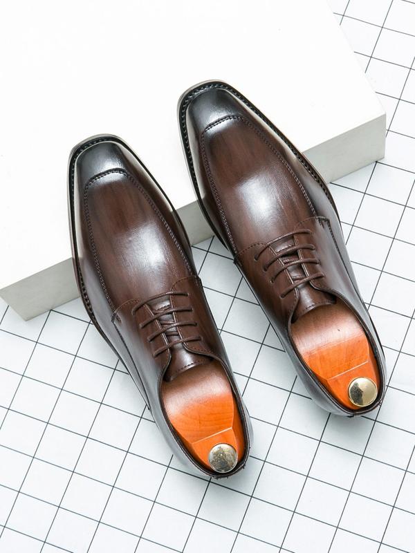 Men's Business Style Solid Color Lace Up Dress Shoes, Formal Shoes for Work Office, Fashion Shoes for Party, Daily Clothing Decor