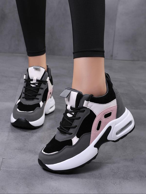 Women's Fashionable Lace Up Low Top Sneakers, Casual Comfortable Breathable Sports Running Shoes, All-match Platform Chunky Sneakers for Daily Wear