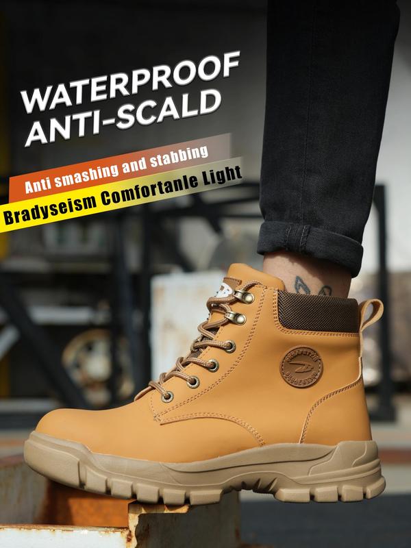 Men's Fashionable Anti-smash and Anti-puncture Safety Boots, Casual Comfortable High Top Shoes for Outdoor Hiking, Fashionable Shoes for Daily Wear