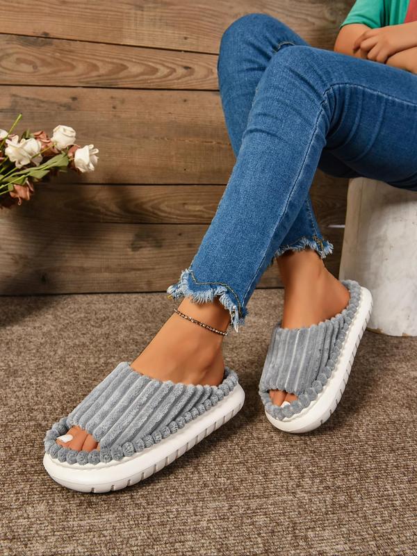 Women's Textured Design Slippers, Casual Soft Comfortable Home Slippers, Non-slip Thick Sole Indoor Slippers for Daily Wear