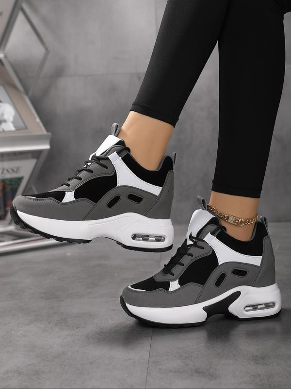 Women's Fashionable Lace Up Low Top Sneakers, Casual Comfortable Breathable Sports Running Shoes, All-match Platform Chunky Sneakers for Daily Wear