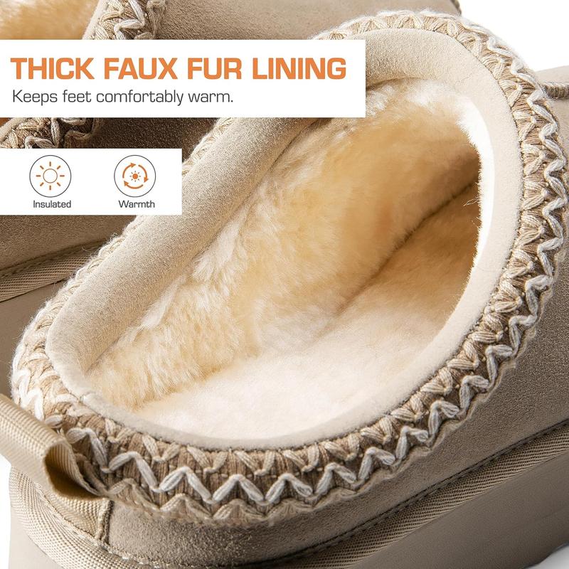 Women's Slippers for Women Genuine Suede Platform Fuzzy Cozy FuzzyEasy Women's Platform Slip-on Slippers Winter Fluffy Warm Comfy Furry Shoes for Outdoor Indoor House