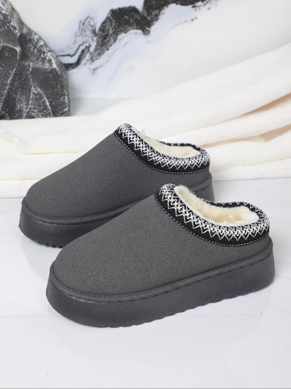 Women's Fashionable Warm Platform Slippers, Casual Comfortable Home Slippers, Fluffy Plush Lined Slippers for Indoor & Outdoor Wear