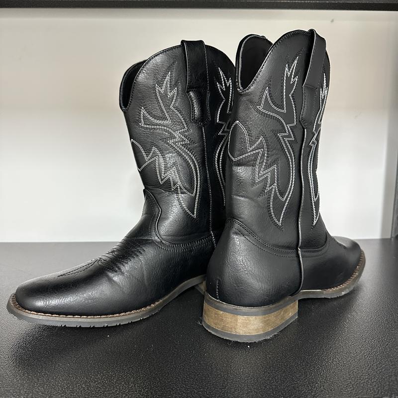 Cowboy Boots For Men Western Boot Durable Fashionable Retro Classic Square Toe Cow Boots, Accommodate Both Regular and Wide Calf, Stylish Square Toe, Western Fashion