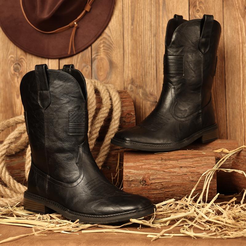 Eleet Cowboy Boots For Men - Mens Square Toe Western Botas With Flag, Para Hombre Vaqueras Suitable For Daily Classic Design Soft Toe