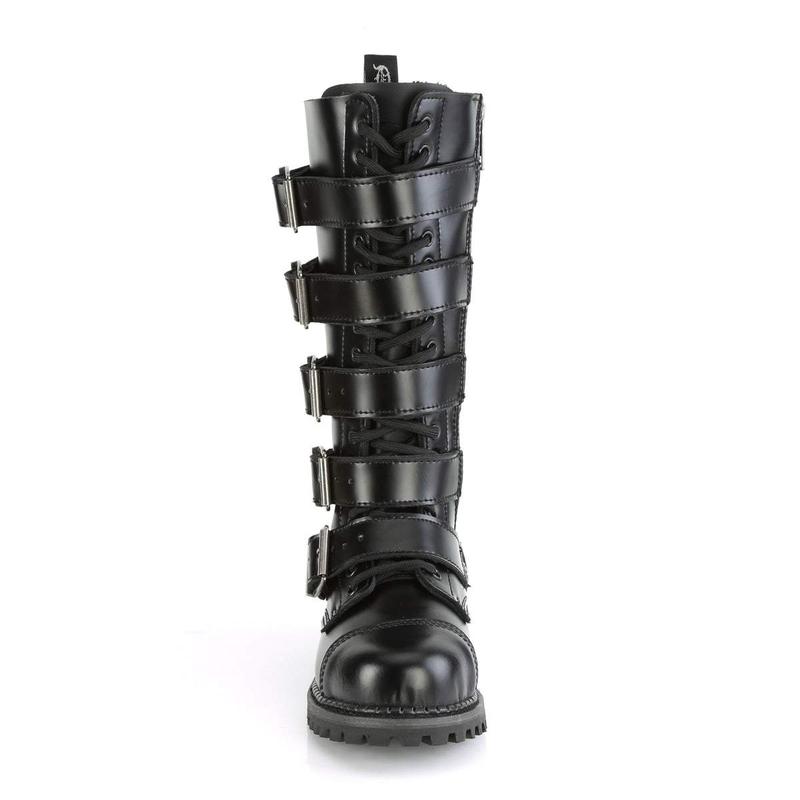 Demonia Men's Riot-18BK Black Leather Knee-high Boots