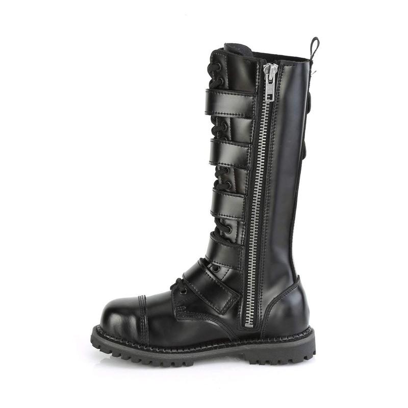 Demonia Men's Riot-18BK Black Leather Knee-high Boots