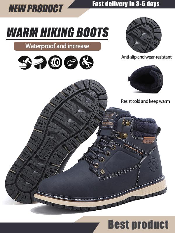 ARRIGO BELLO Winter Boots Martin Boots Men's Fashion Casual Shoes Non-slip Plus Velvet Warm Snow Boots Outdoor Waterproof Shoes (Blue) Hiking Shoes