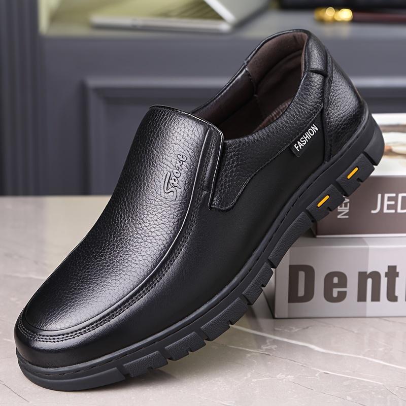 Comfy Top Grain Leather Slip-On Oxfords - Soft, Breathable, Non-Slip Rubber Sole, Men's Dress Shoes for Comfortable Walking - Upper Leather, Classic Style, Easy to Wear comfortable shoes