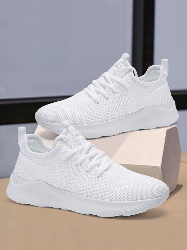 Men's Solid Color Mesh Breathable Lightweight Sneakers, Casual Comfortable Sports Running Shoes, Male All-match Round Toe Shoes for Daily Wear