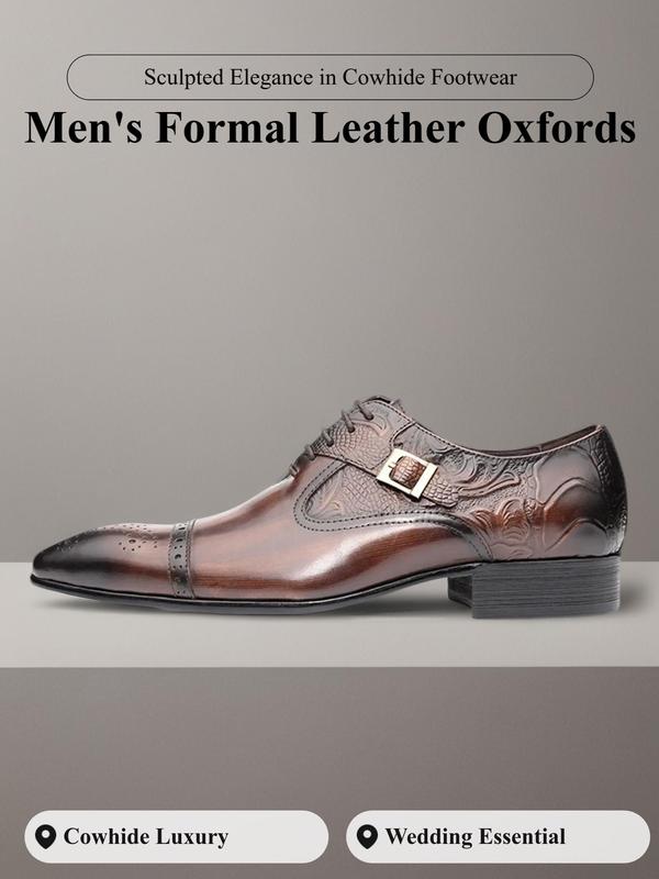 Men's Business Formal Leather Oxfords, Classic Minimalist Pointed Toe Dress Shoes, Fashionable Dress Walking Designer Shoes Footwear for Work Office Outfits for Men