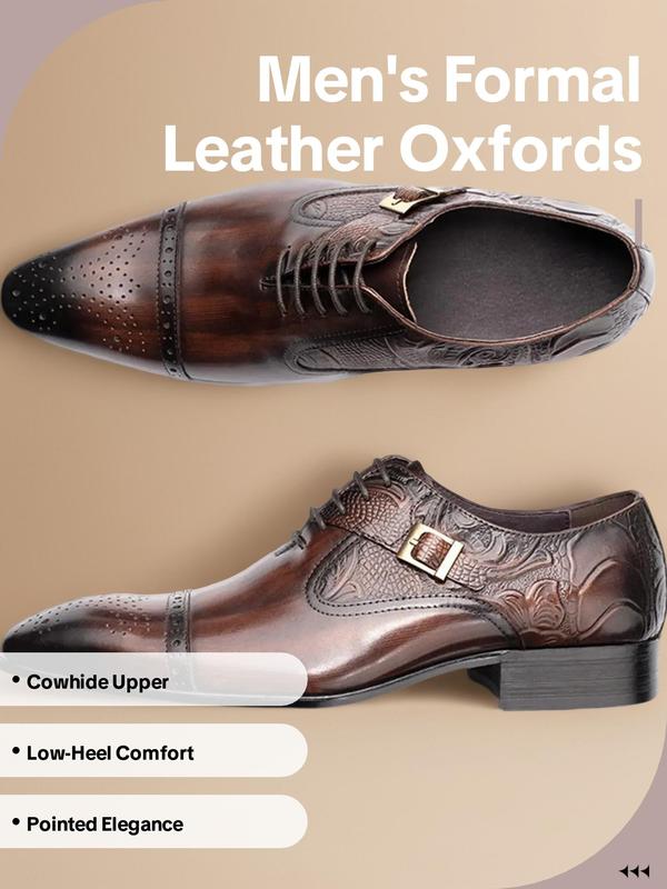 Men's Business Formal Leather Oxfords, Classic Minimalist Pointed Toe Dress Shoes, Fashionable Dress Walking Designer Shoes Footwear for Work Office Outfits for Men