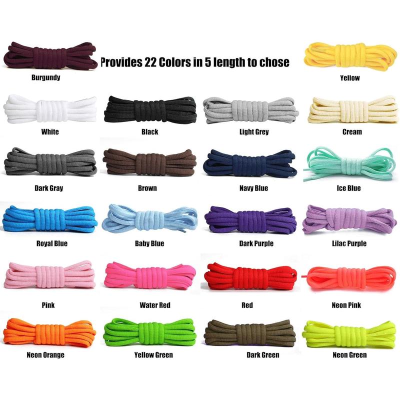 Oval Athletic Shoelaces 24"-72" in 22 Colors Half Round Shoe Laces