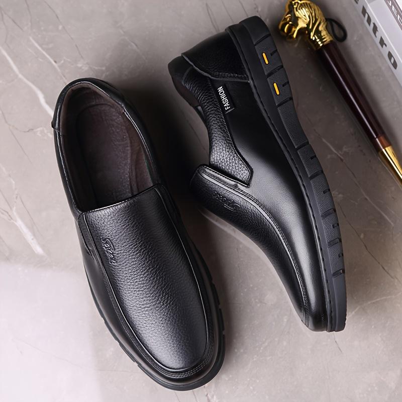 Comfy Top Grain Leather Slip-On Oxfords - Soft, Breathable, Non-Slip Rubber Sole, Men's Dress Shoes for Comfortable Walking - Upper Leather, Classic Style, Easy to Wear comfortable shoes