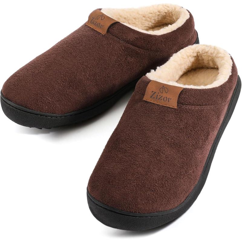 Men's Breathable Suede Fleece Lined Slippers with Memory Foam Indoor Outdoor