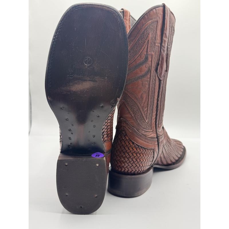 Men's Cognac Petatillo Boots Square Toe E834 Tejido Cognac