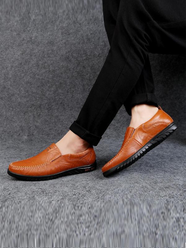 Men's Casual Patchwork Design Slip-on Loafers, Business Formal Comfortable Soft Sole Shoes, Fashionable Shoes for Daily Wear